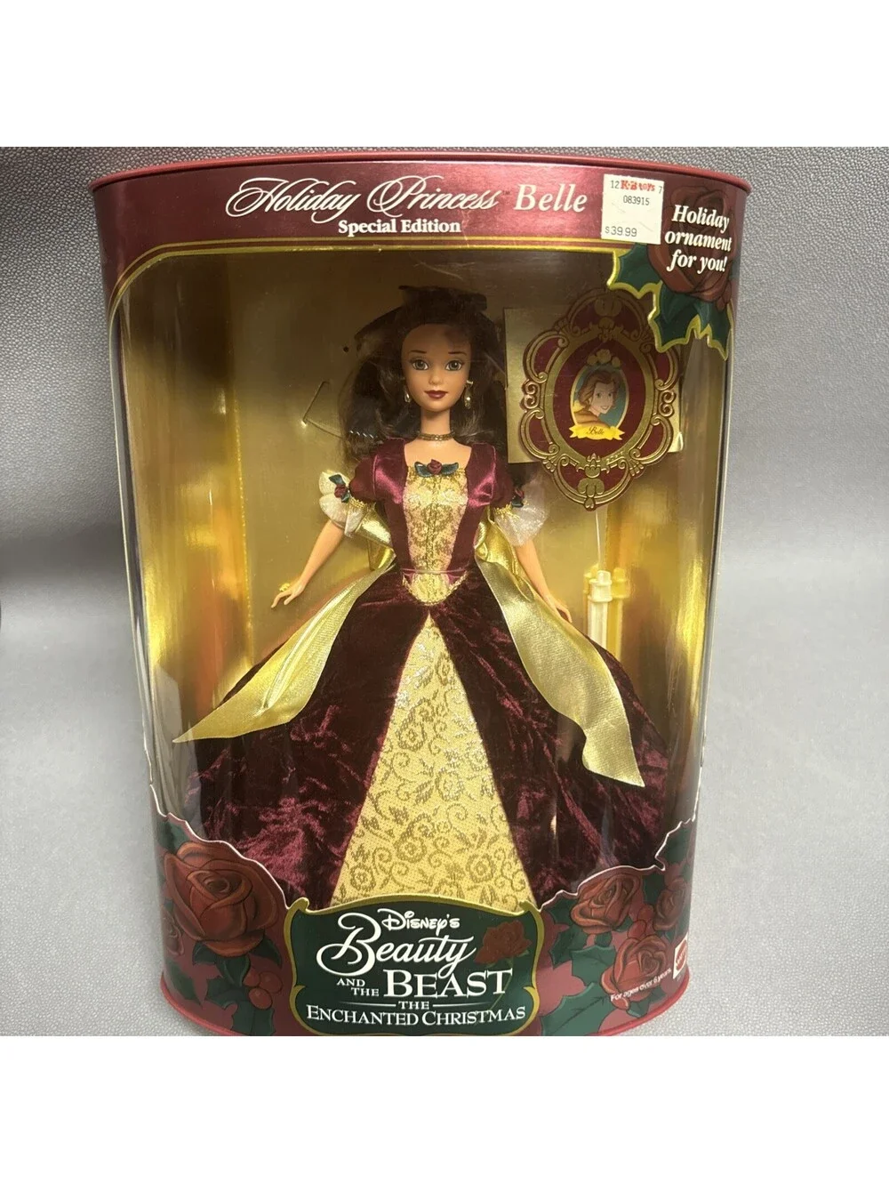 Holiday Princess Belle Disney Beauty & The Beast Enchanted Christmas 1997 Mattel